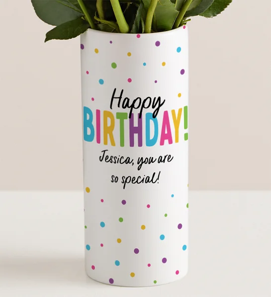 Happy Birthday Bouquet with Personalized Vase - Image 2