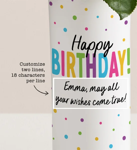 Happy Birthday Bouquet with Personalized Vase - Image 3